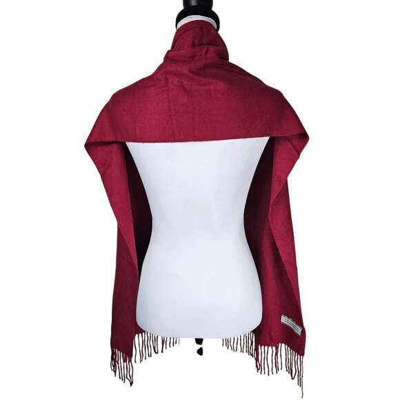 Red 100% Cashmere Fringe Scarf Made In Italy OS Old Money Luxury Holiday Winter - Picture 2 of 5